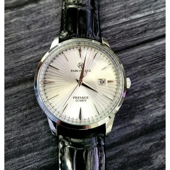 New Vintage Pablo Raez 40mm Mens Slv Wht Blk Presage Watch